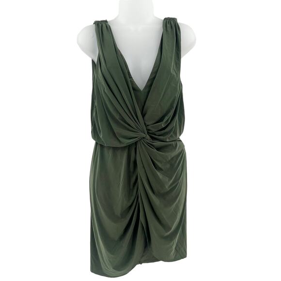 MISA LOS ANGELES Leza Ruched Knot Front Mini Dress Sleeveless Green Small NEW - Picture 3 of 6